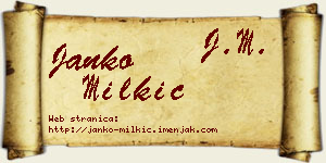 Janko Milkić vizit kartica